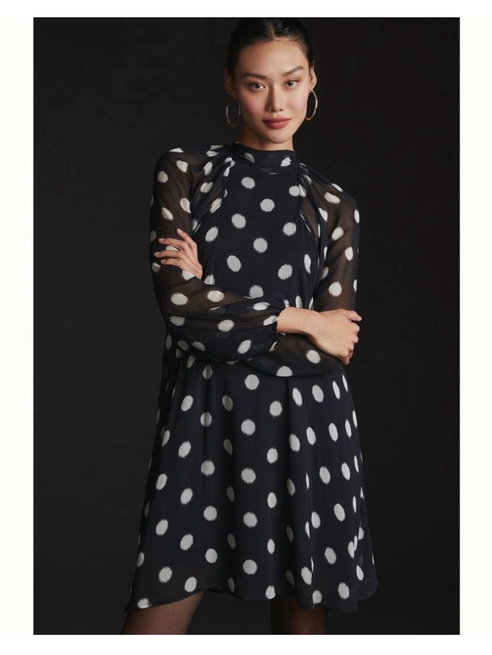 Maeve by Anthropologie Long Sleeve Sheer Mini Dress